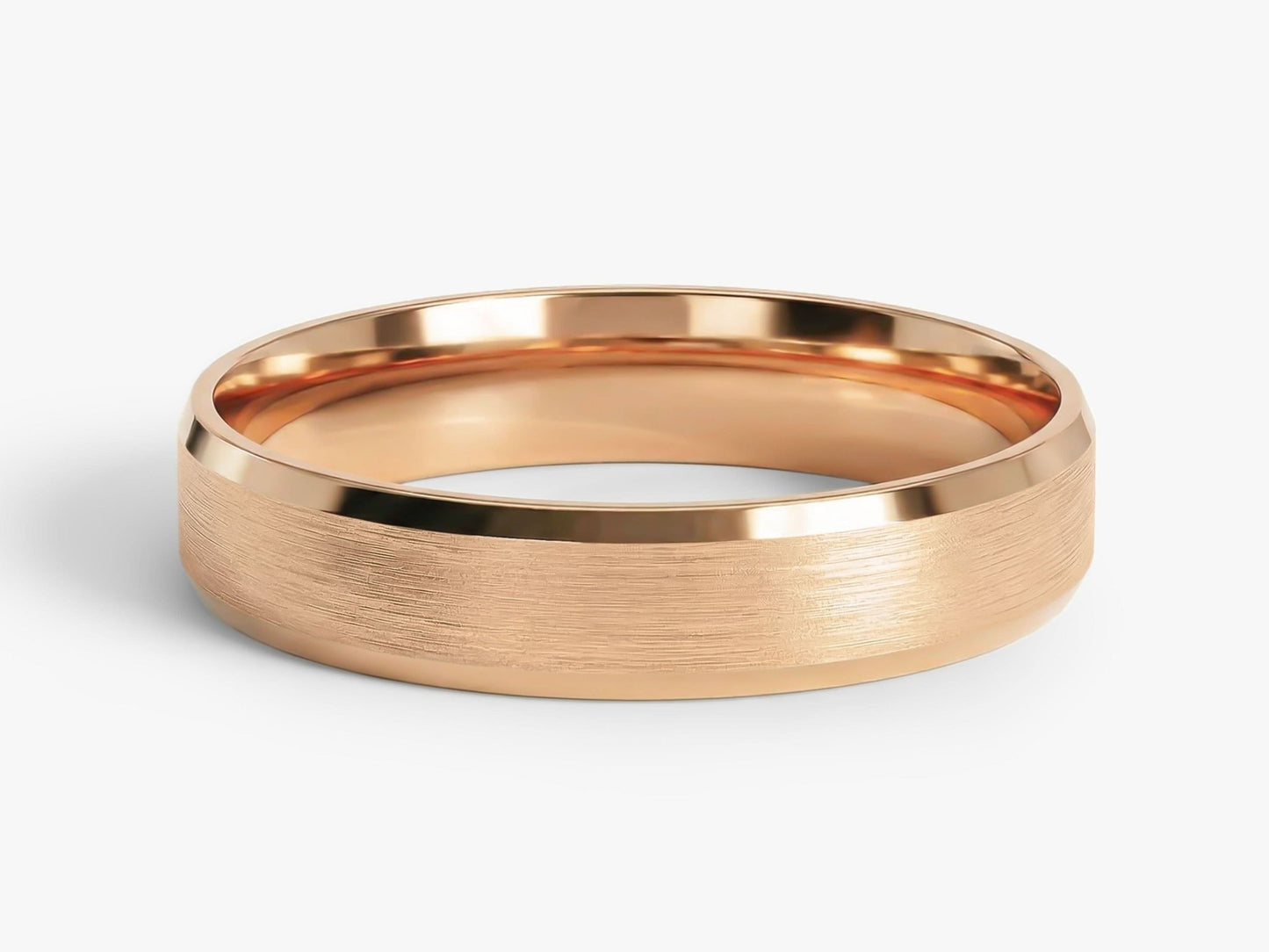 4mm Beveled Edge Wedding Band - Matte Brushed