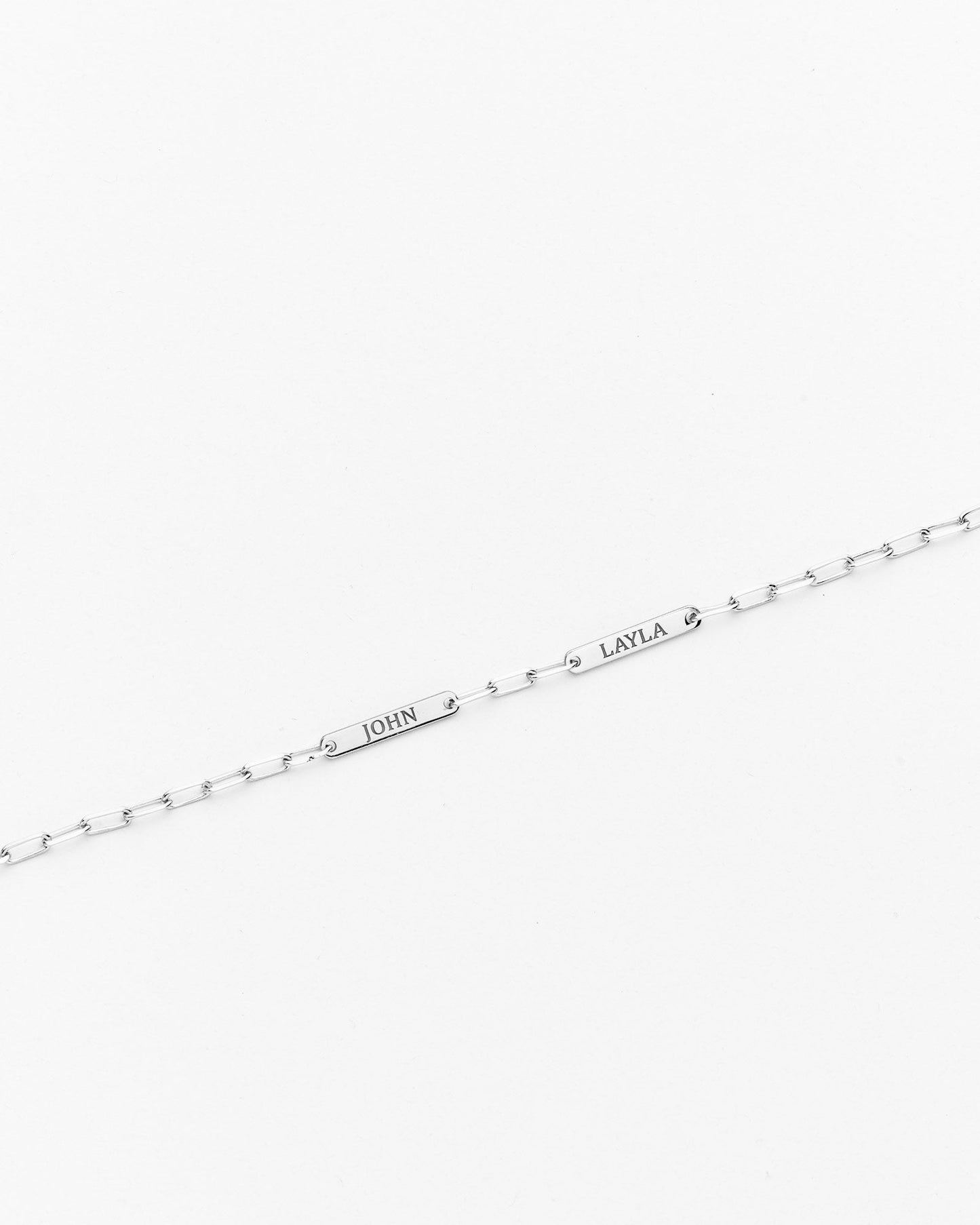 Silver Engraved Dainty Name Bar Bracelet - Name Jewelry