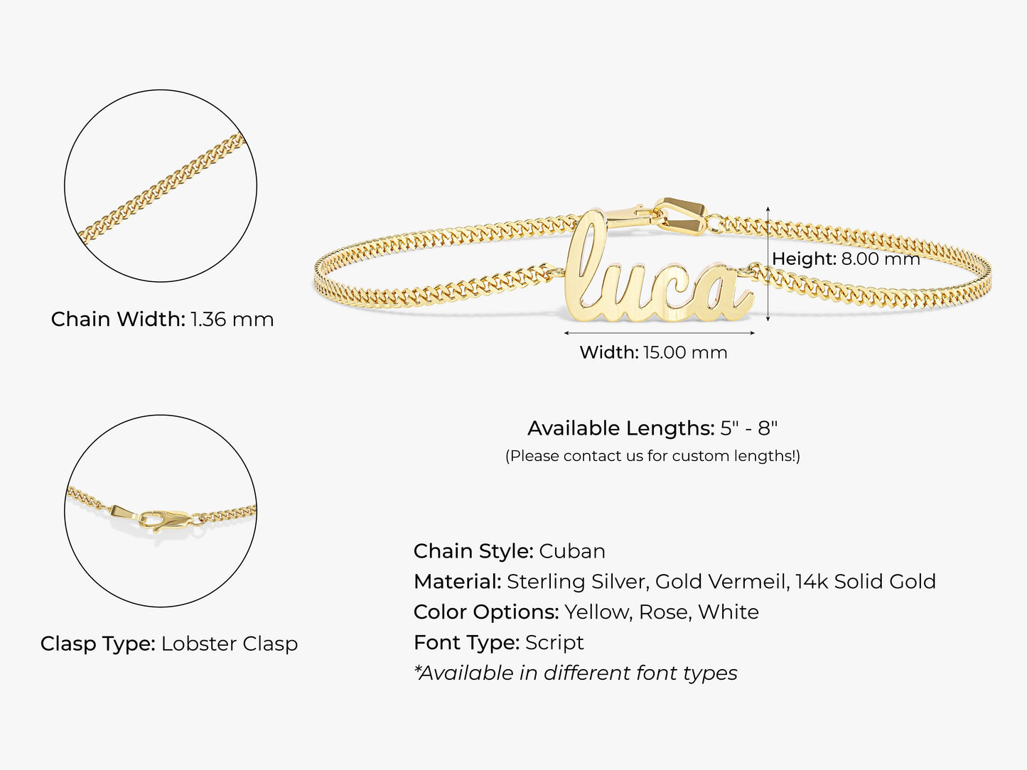 Cuban Chain Name Bracelet