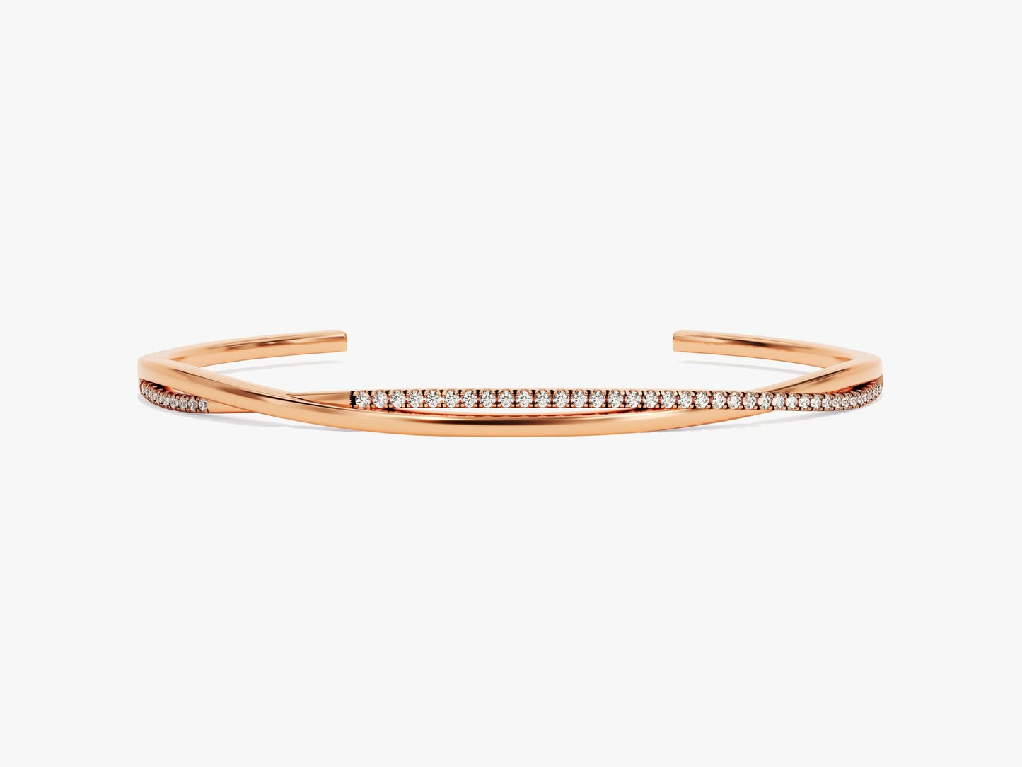 Twisted Diamond Open Cuff Bracelet in 14k Gold