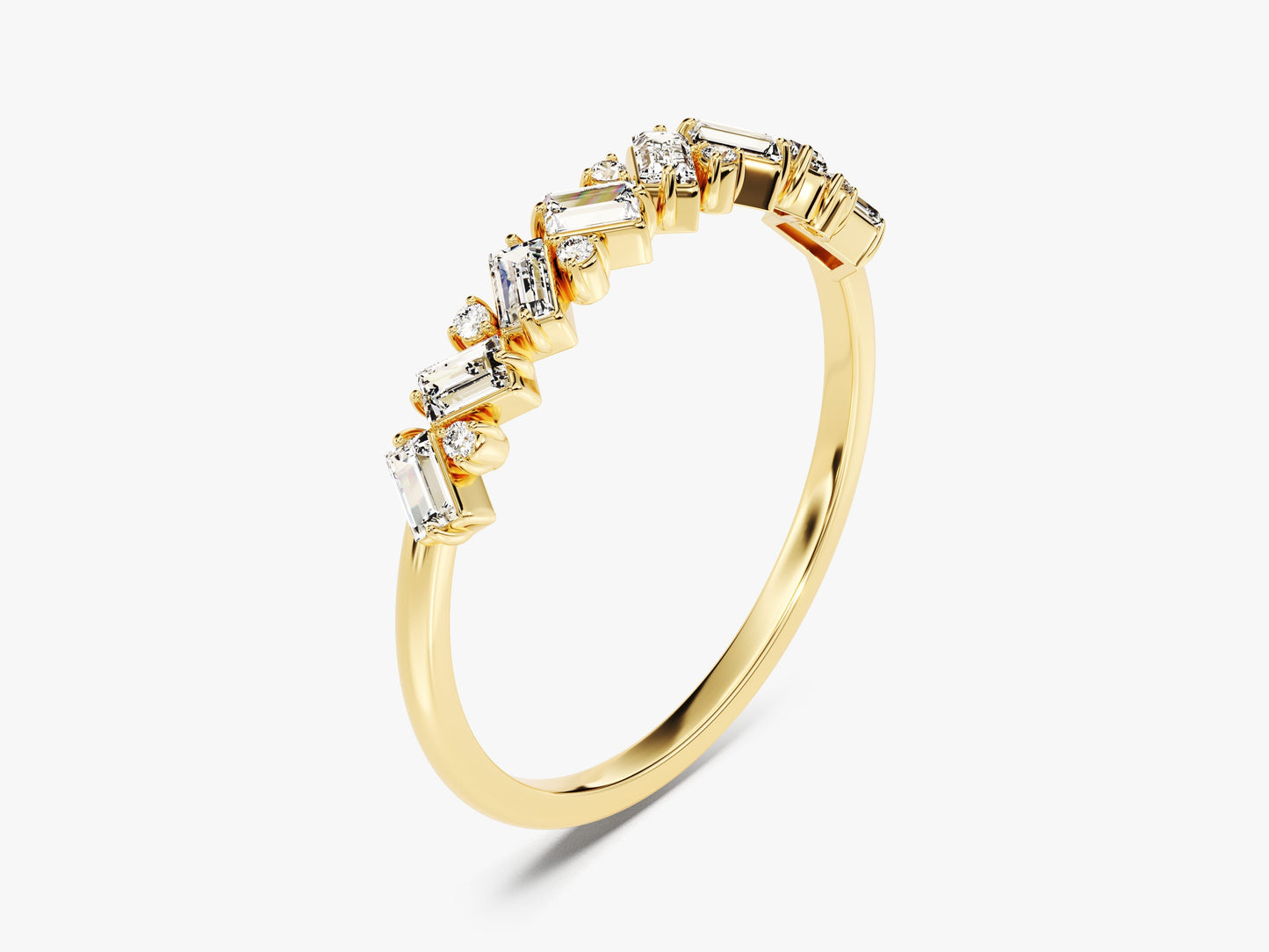 Petite Baguette Cluster Wedding Band