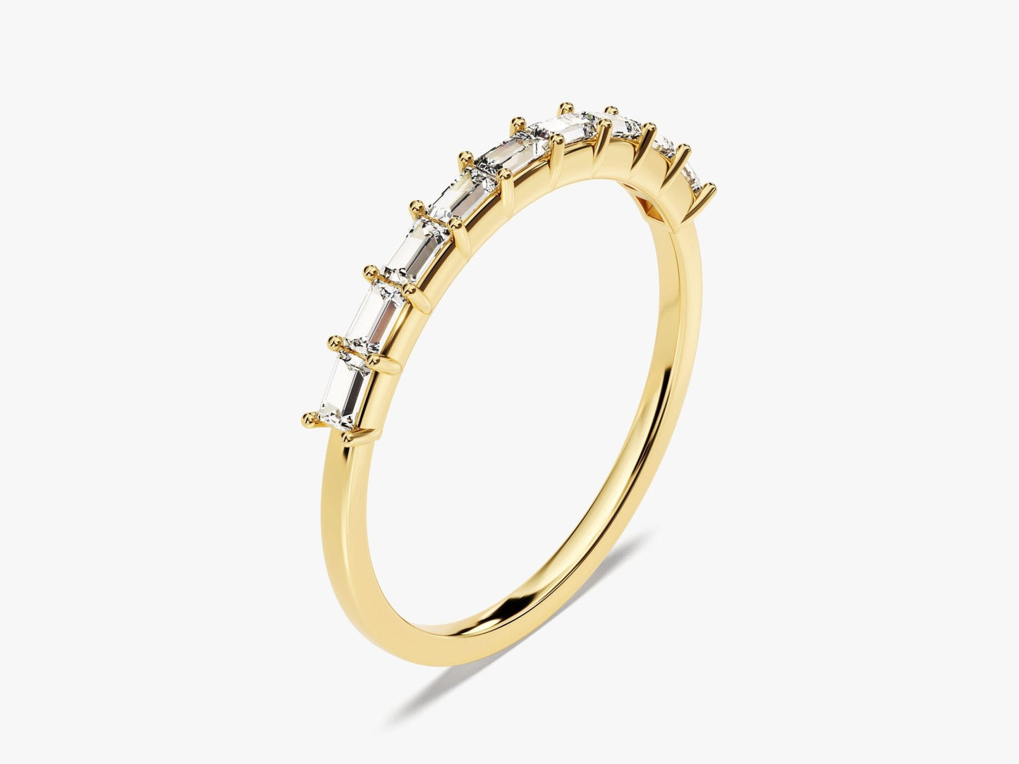 Horizontal Baguette Wedding Band