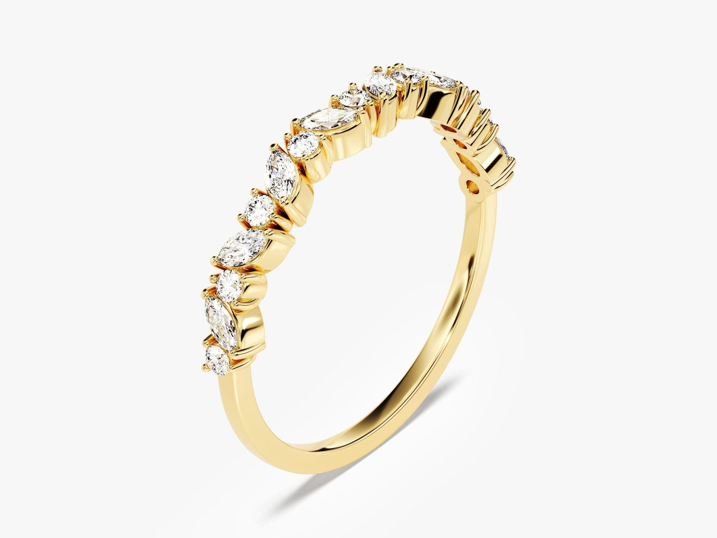 Marquise and Round Bold Wedding Band