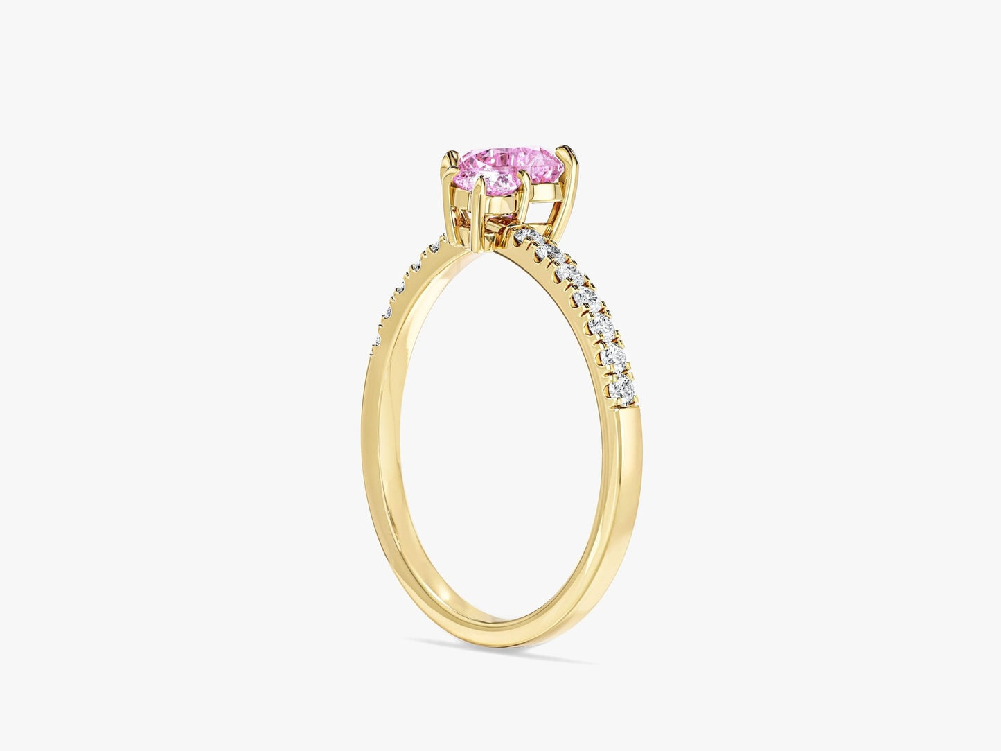 Pink Double Heart Promise Ring with Sidestones