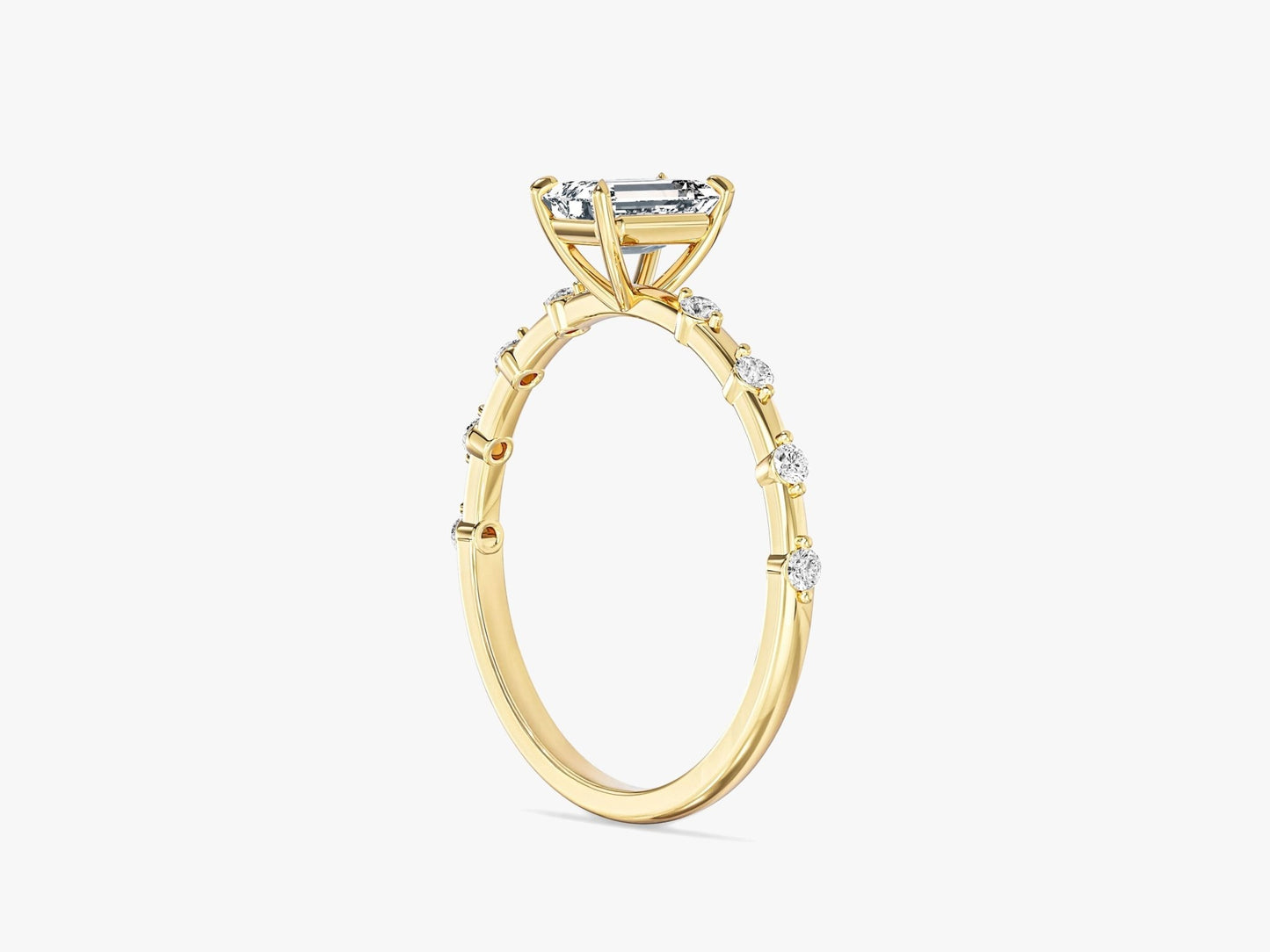 Emerald Moissanite Promise Ring with Sidestones