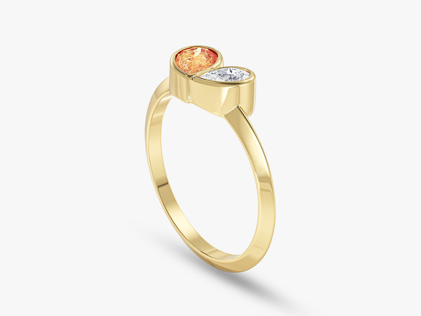 Bezel Set Pear Toi Et Moi Promise Ring