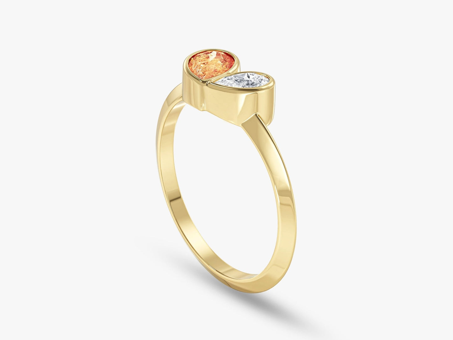 Bezel Set Pear Toi Et Moi Promise Ring