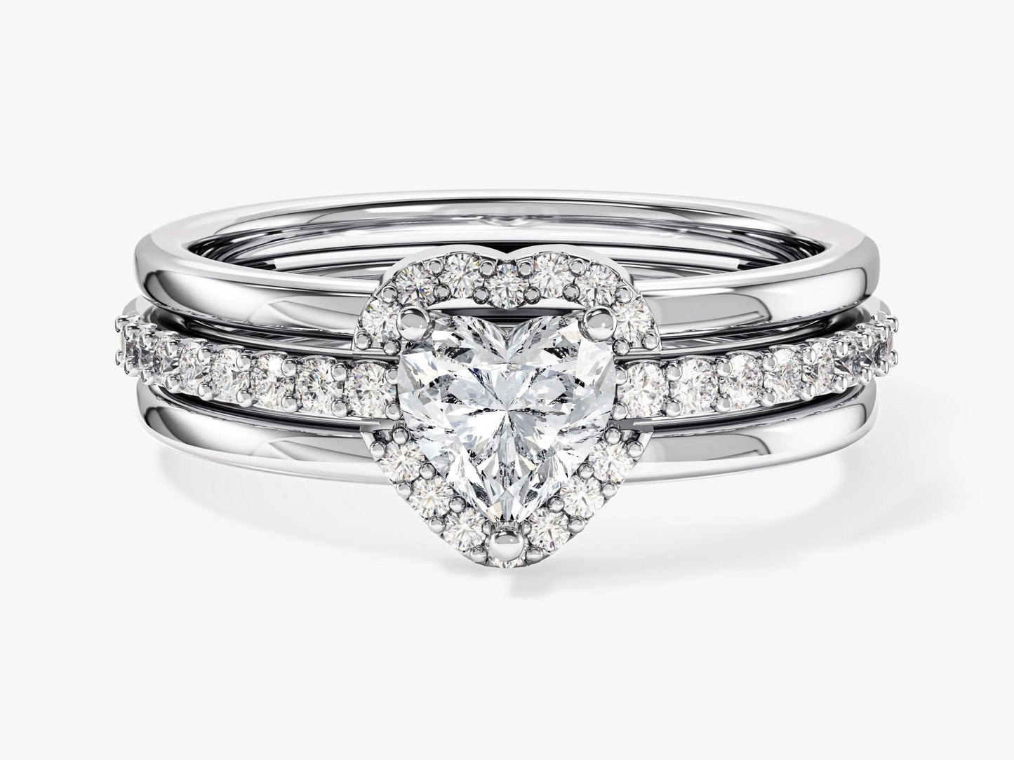 Triple Shank Heart Cut Promise Ring