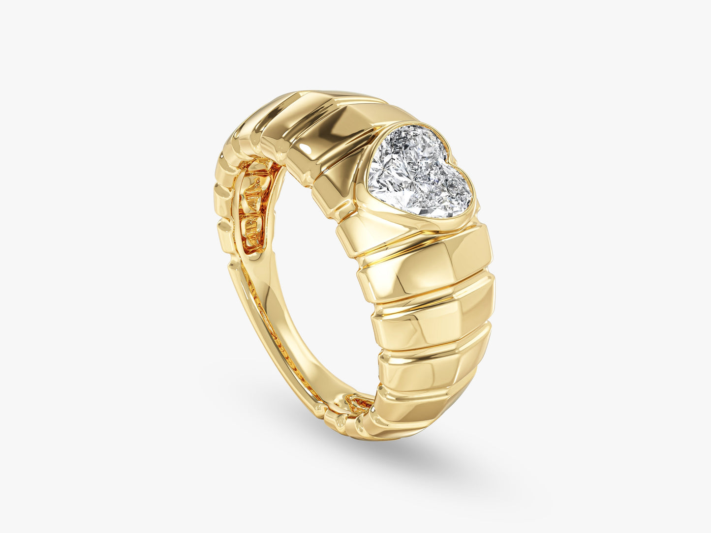 Bold Croissant Heart Cut Promise Ring