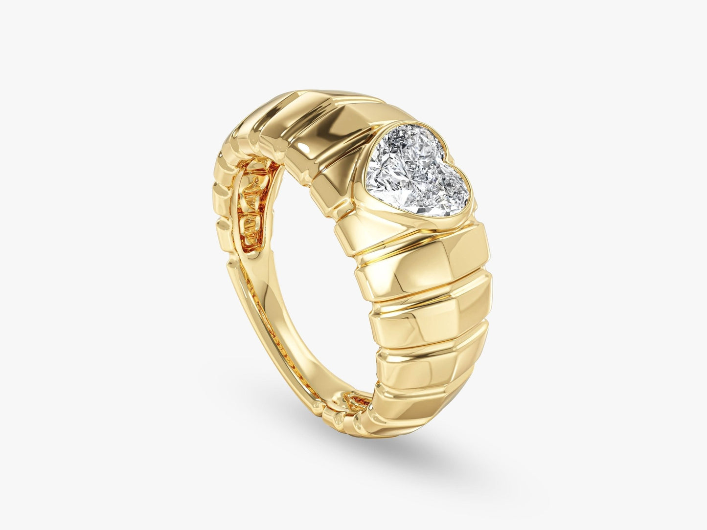 Bold Croissant Heart Cut Promise Ring
