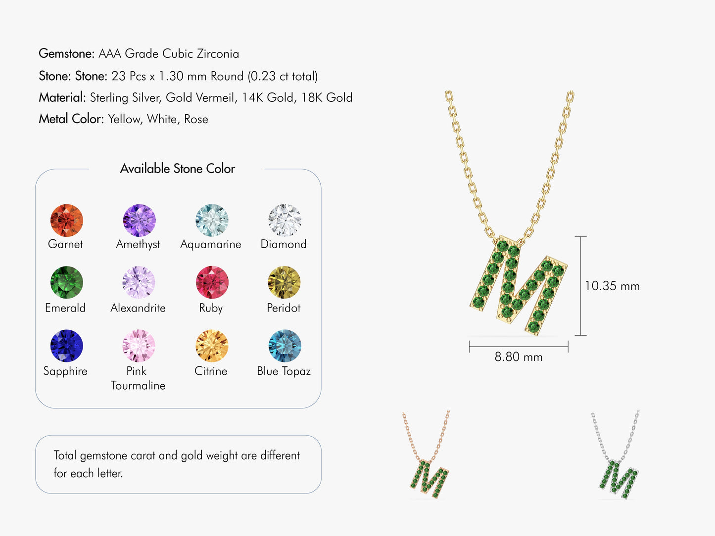 Birthstone Letter Necklace