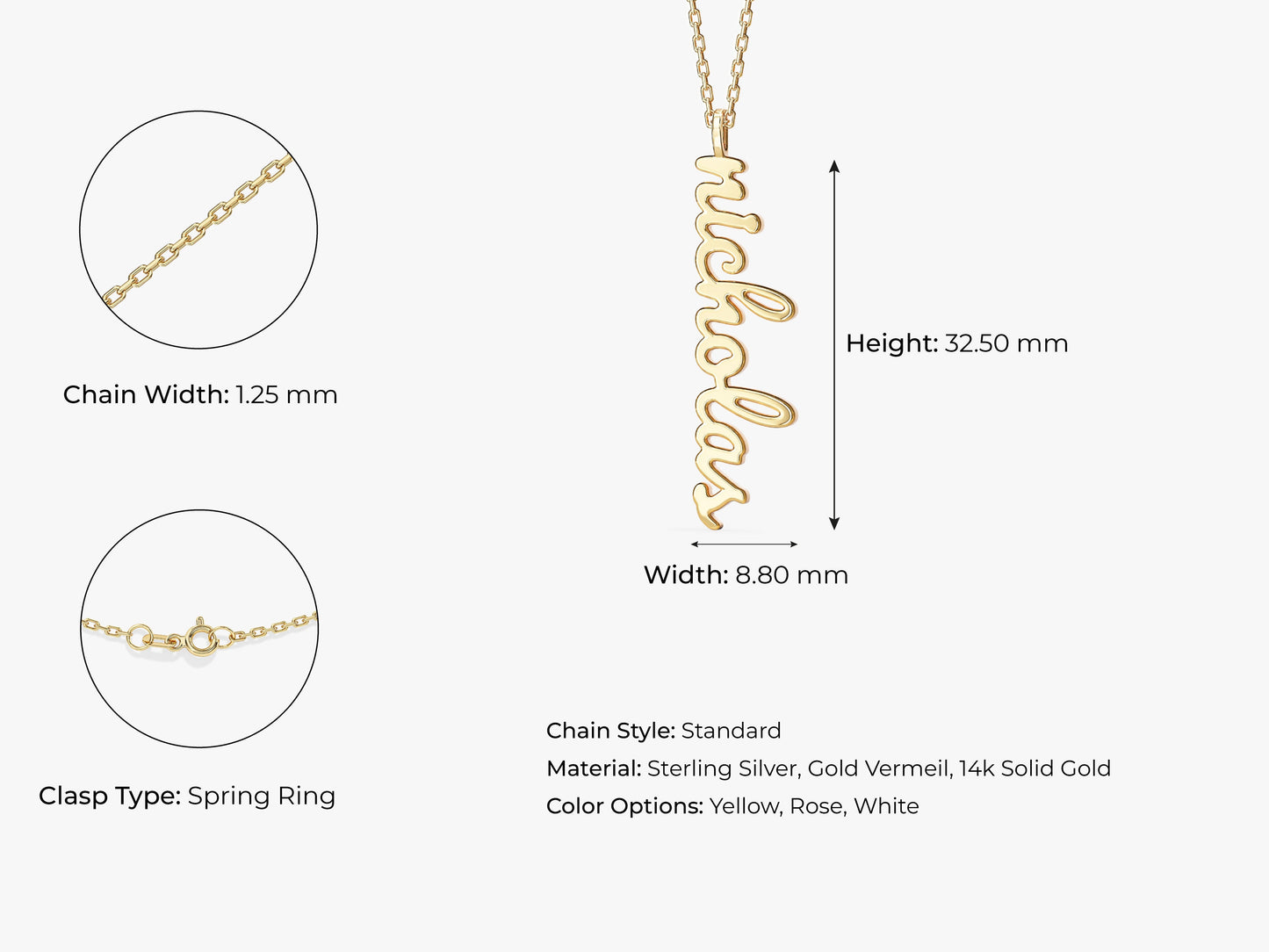 Cursive Vertical Name Necklace