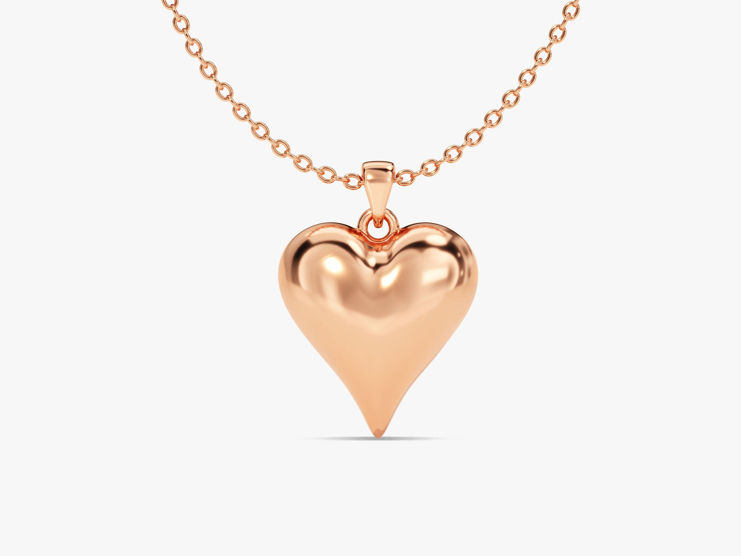 Puffed Heart Charm Necklace
