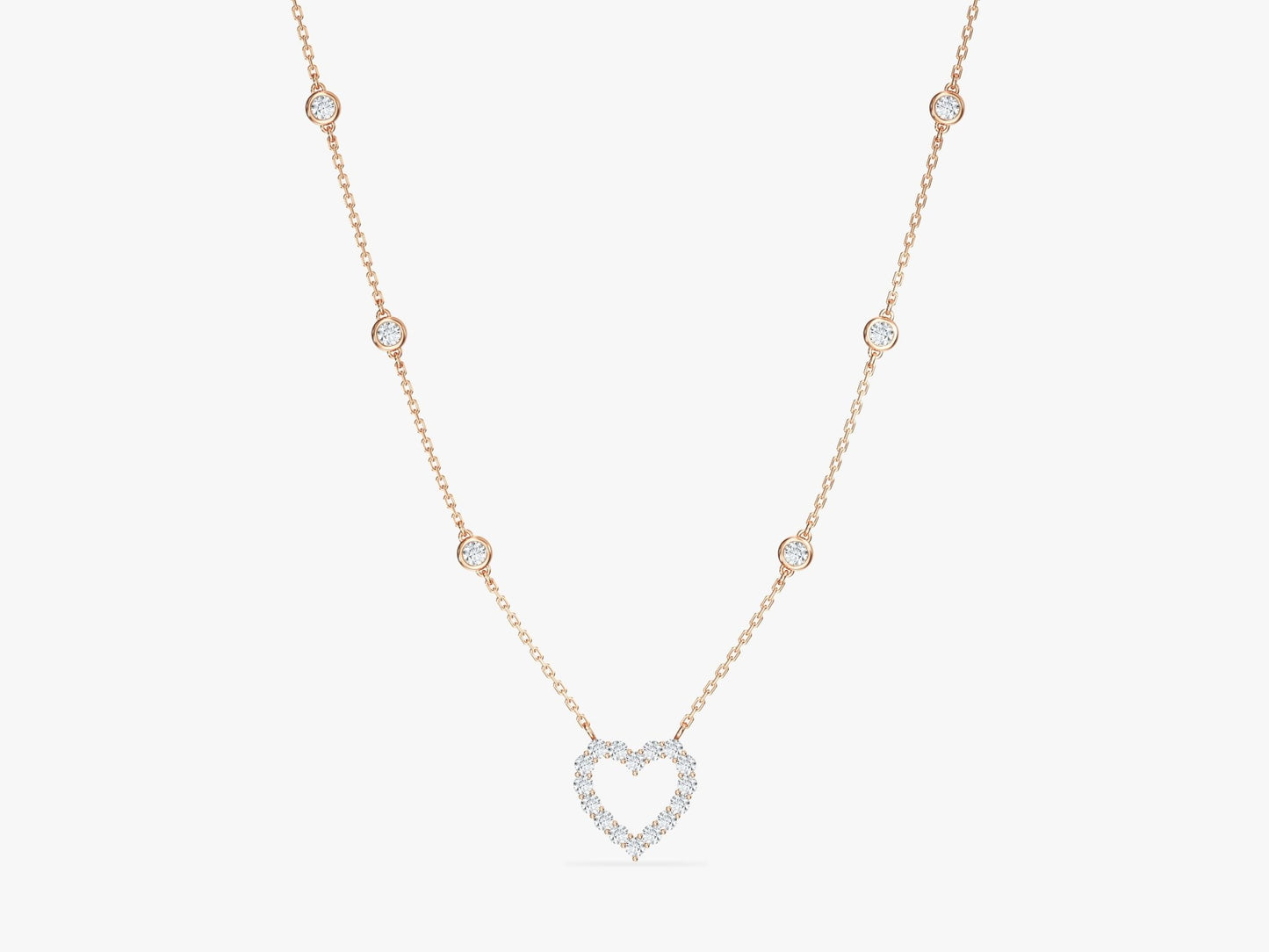 Heart Charm with Station Necklace