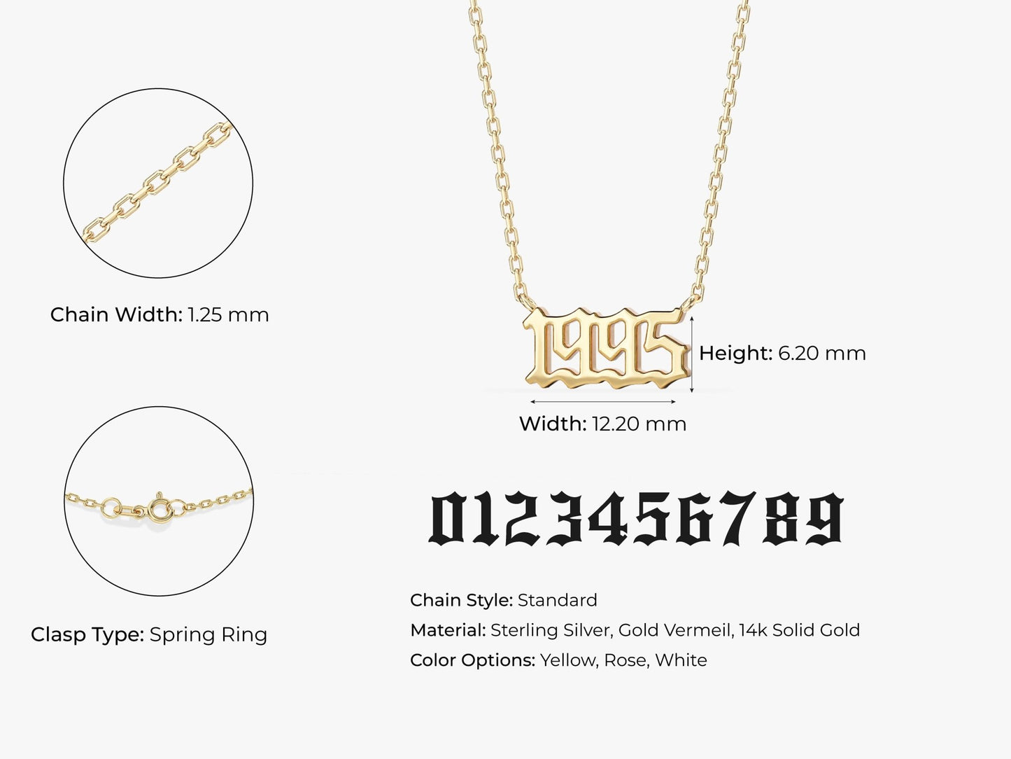 Old English Year Necklace