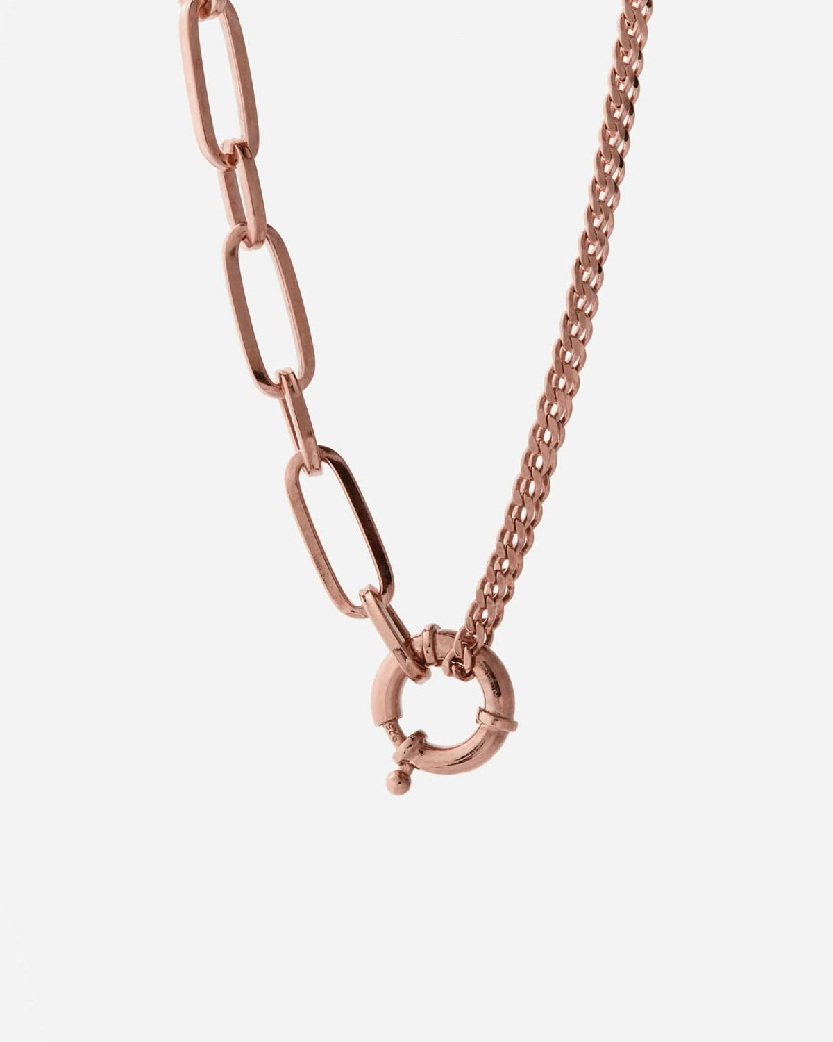 Modern Dual Chain Paperclip Necklace with Bold Ring Clasp