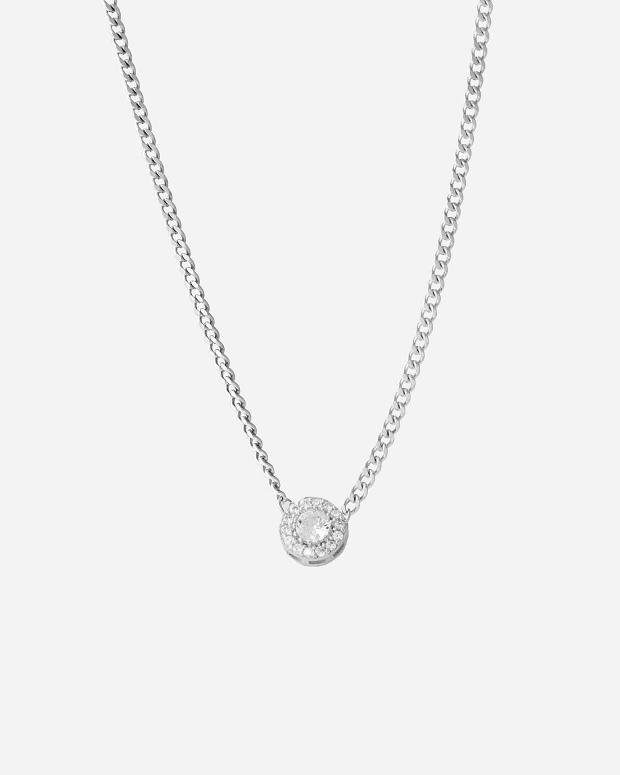 Birthstone Round Halo Pendant Necklace - Handmade Jewelry
