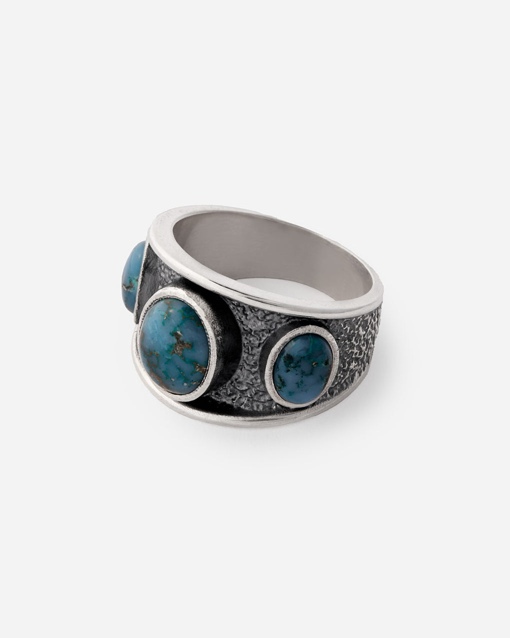 Men's Silver Ring with Turquoise Stone - 925k Sterling Silver