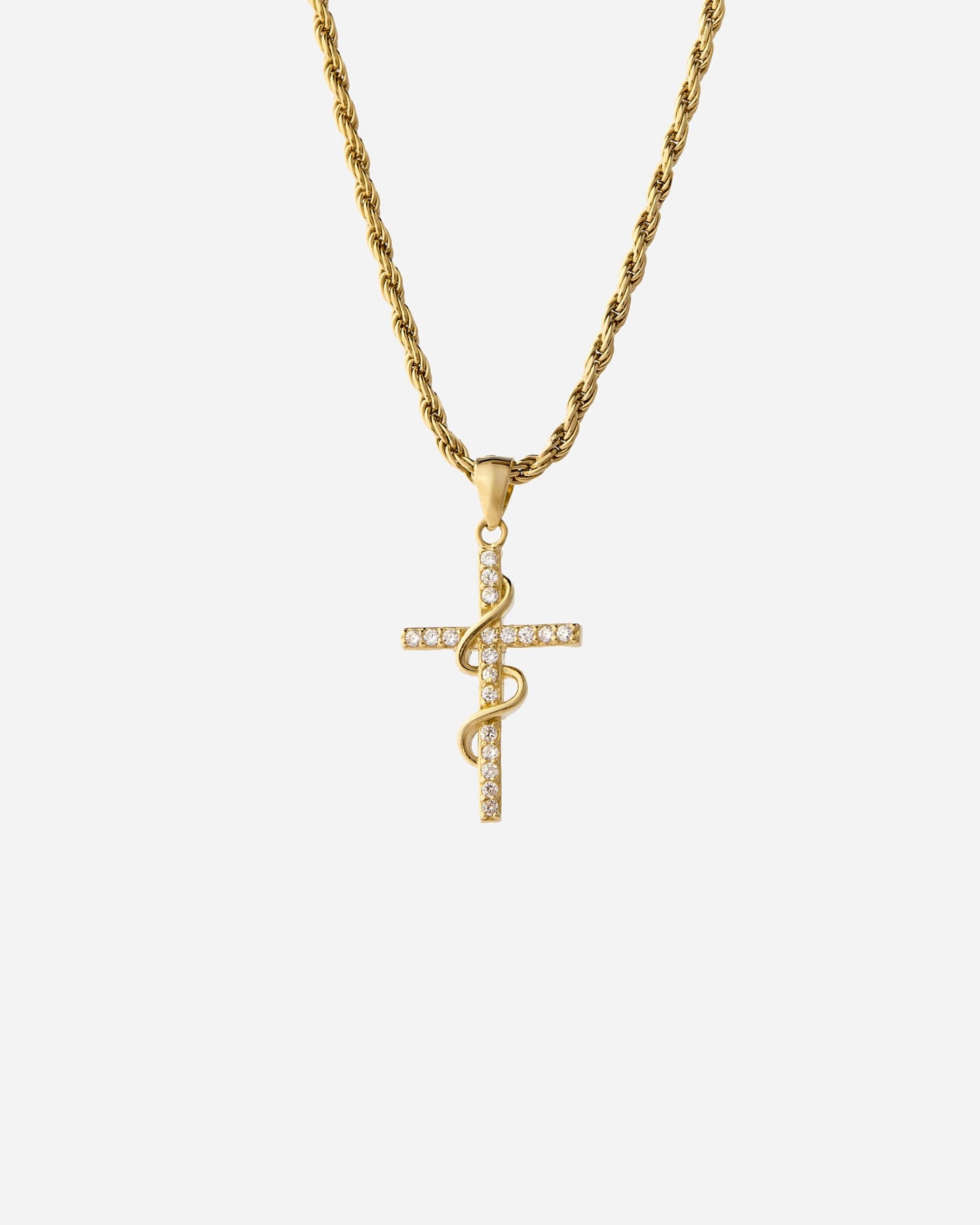 Serpent Cross Pendant Necklace - 18k Gold Vermeil