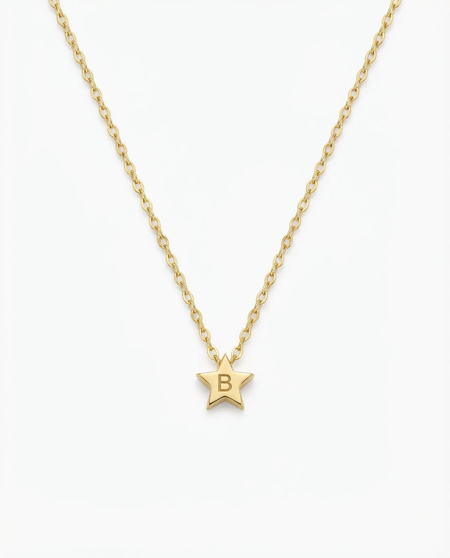 Personalized Gold Star Initial Necklace - Dainty Custom Jewelry