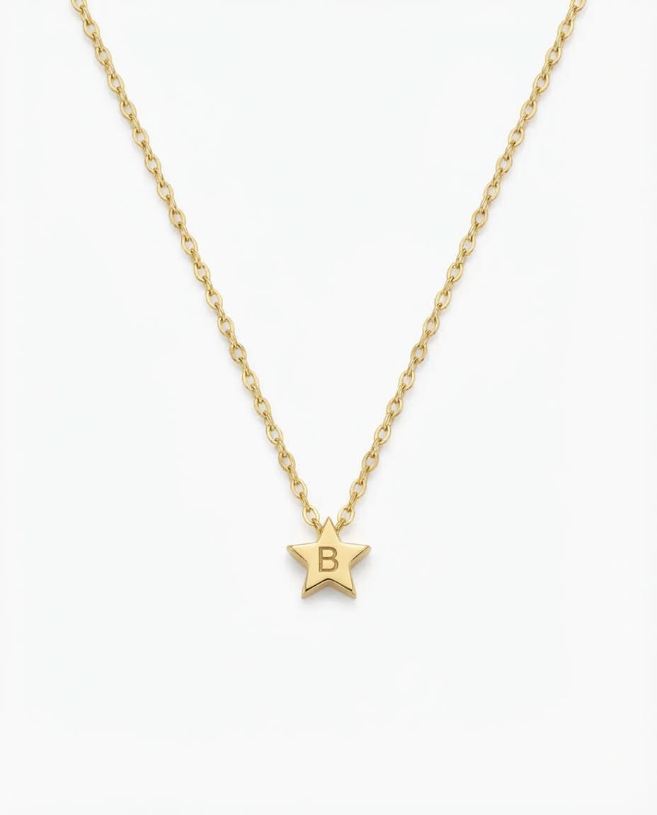 Personalized Gold Star Initial Necklace - Dainty Custom Jewelry
