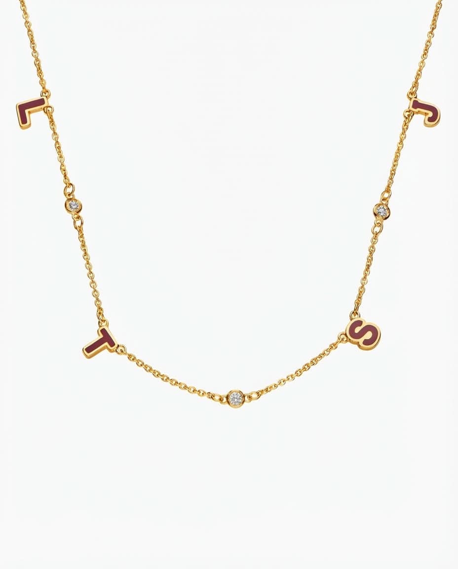 Personalized Gold Initial Necklace with Diamond Accents