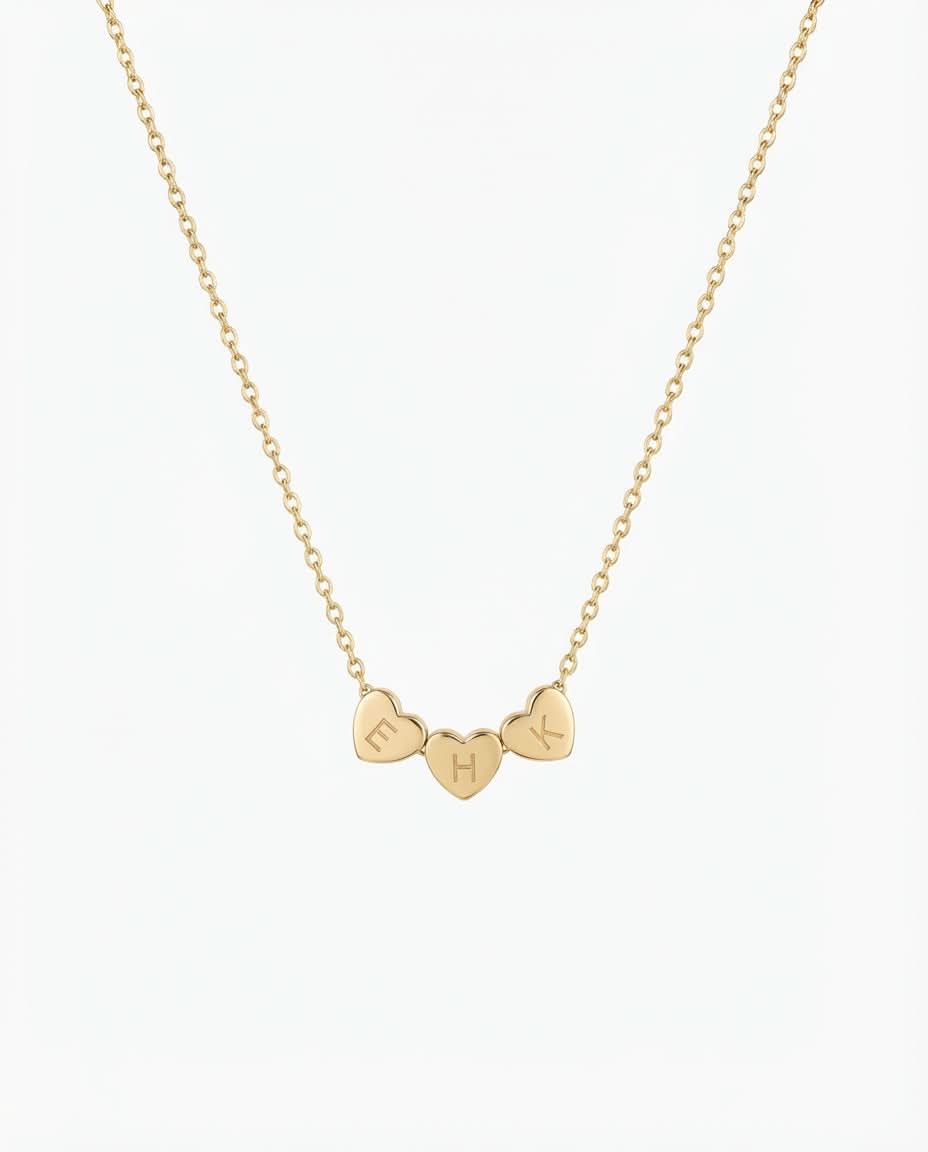 Personalized Initial Heart Necklace - Custom Gold Plated Jewelry