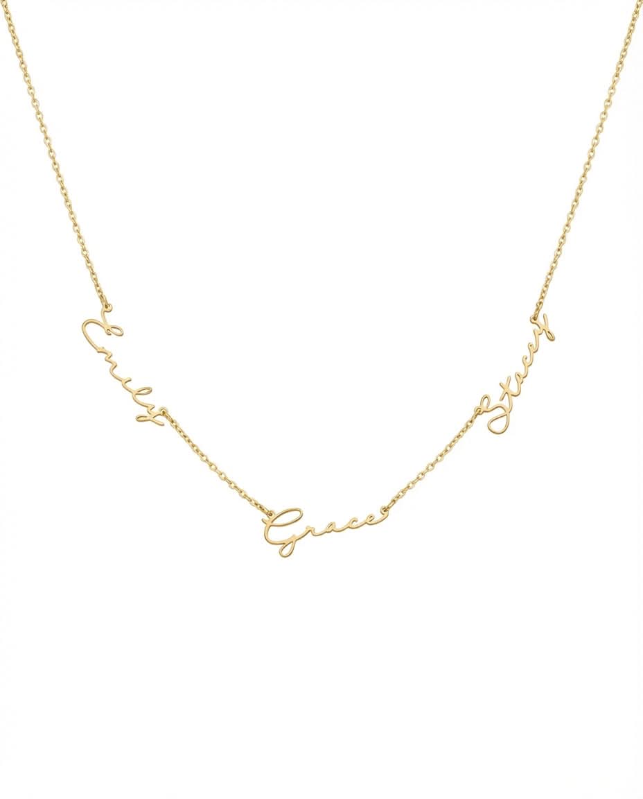 Custom Multiple Name Necklace - Personalized Gold Family Jewelry