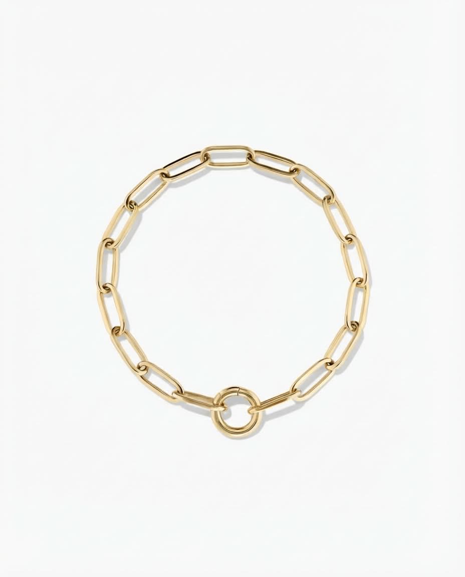 Chic Gold Link Chain Bracelet with Circle Clasp