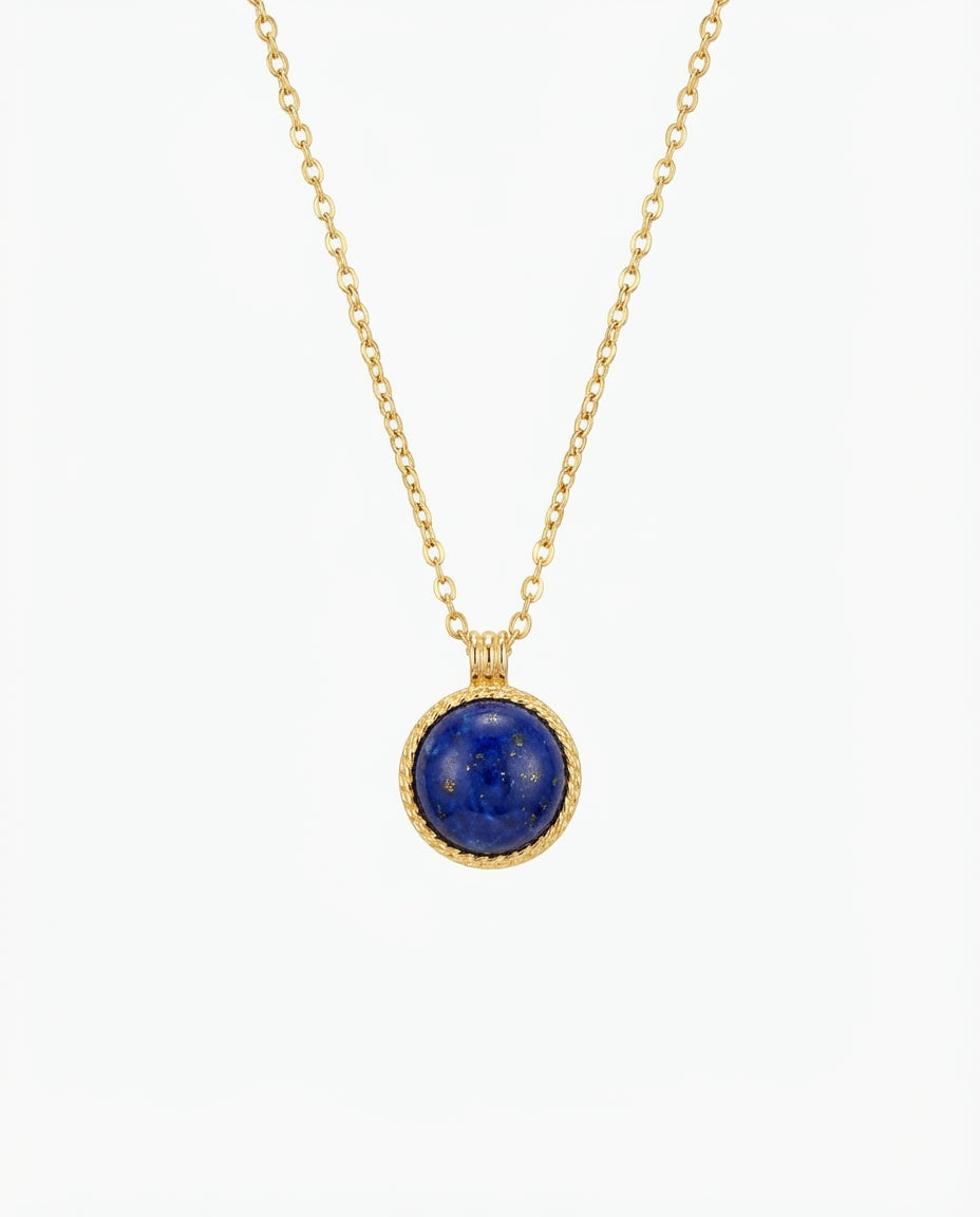 Vintage Lapis Lazuli Gold Pendant Necklace