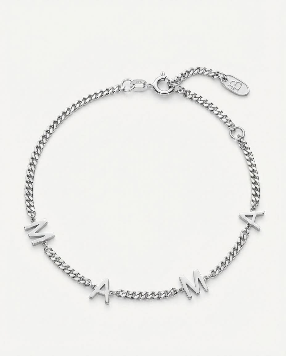 MAMA Letter Bracelet with Curb Chain - Mother Jewelry