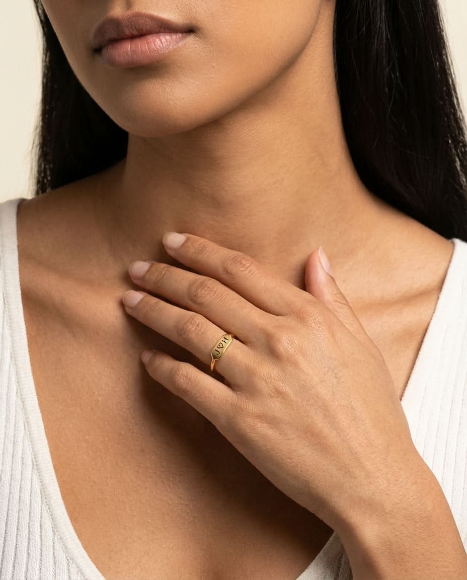 Personalized Gold Initial Ring - Custom Engraved Jewelry Gift