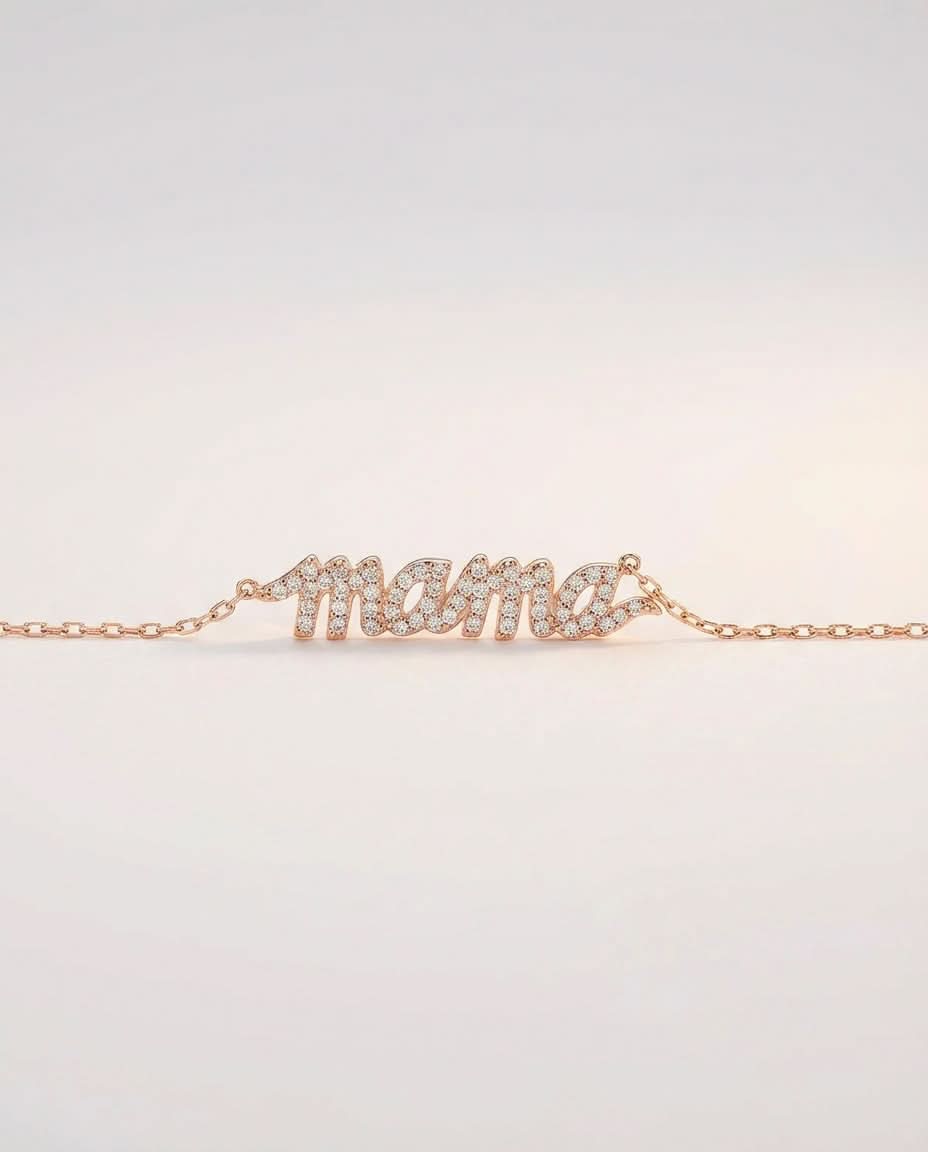 Dainty Gold mama Necklace - 925k Sterling Silver