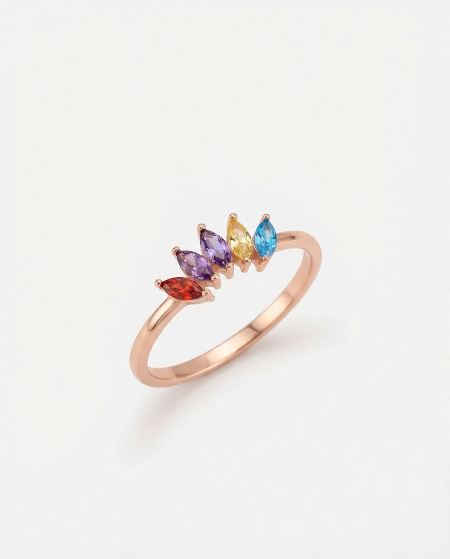 Birthstone Ring - Multi Stone Family Ring - Colorful Gem Jewelry Gift