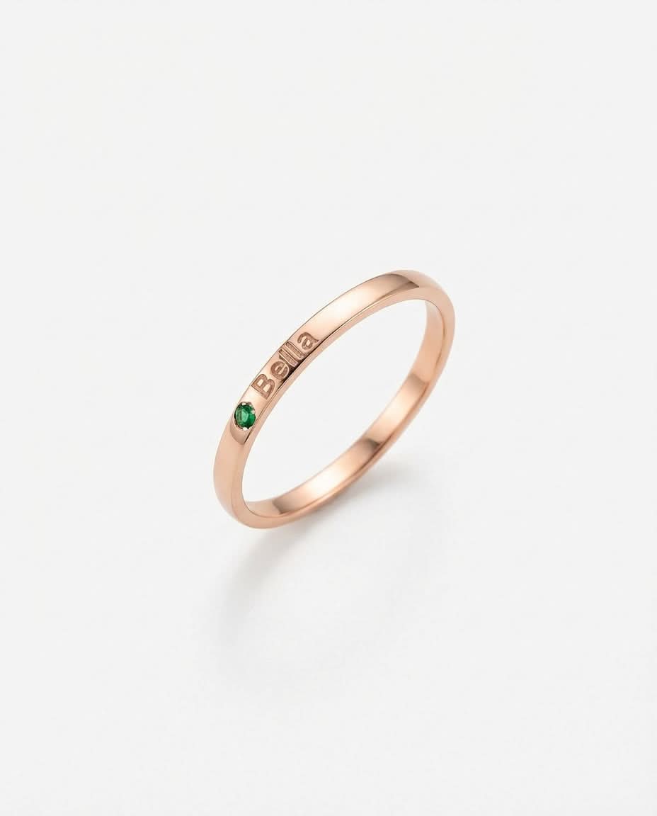 Name Birthstone Ring - Personalized Engraved Ring - Custom Jewelry Gift - 925k Sterling Silver