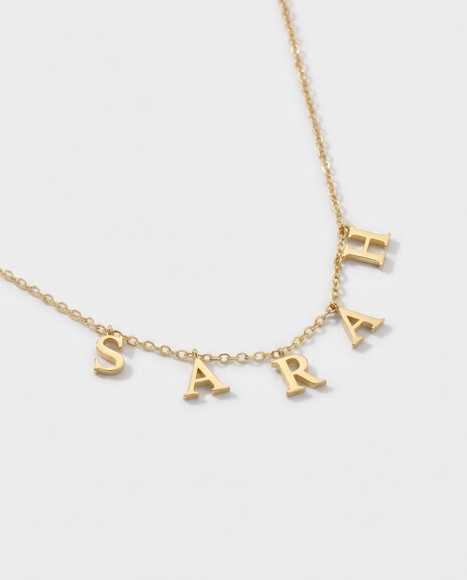Drop Letter Name Necklace - Custom Initial Jewelry - Personalized Gift for Her - 925k Sterling Silver