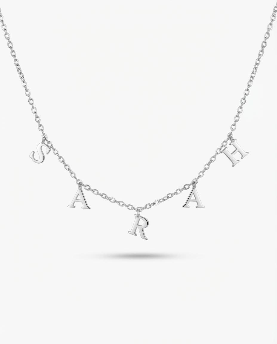 Drop Letter Name Necklace - Custom Initial Jewelry - Personalized Gift for Her - 925k Sterling Silver