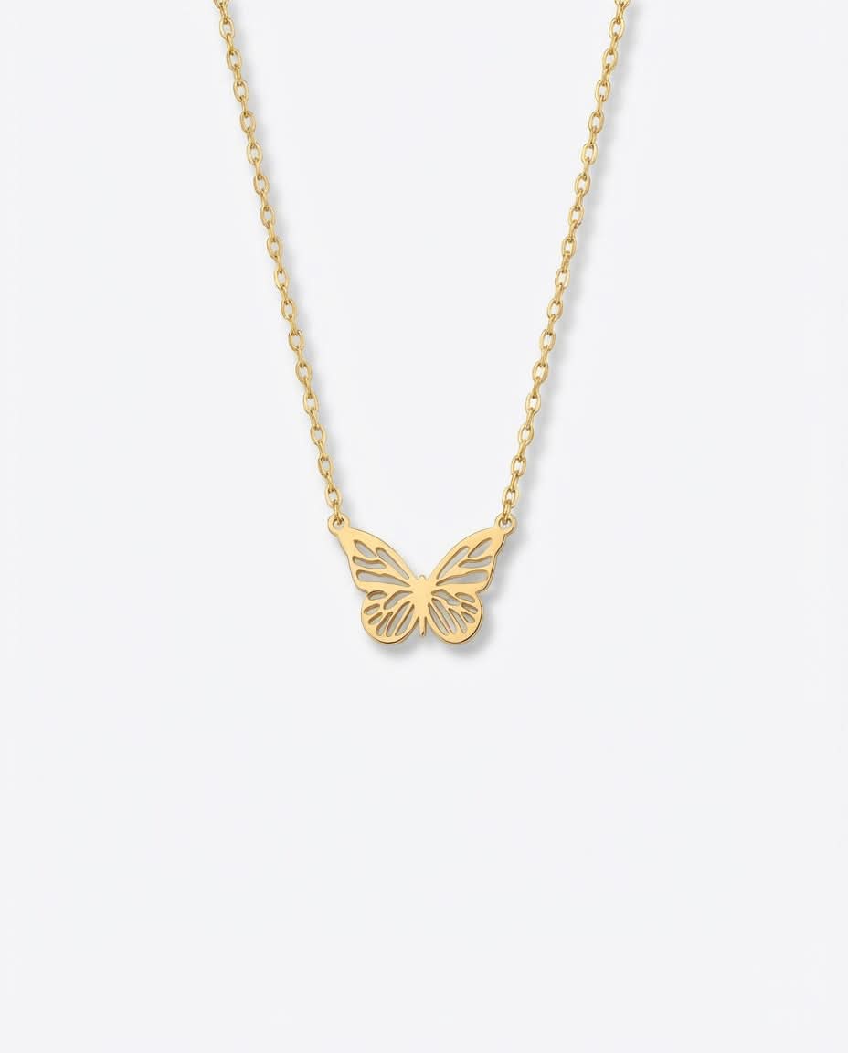 Butterfly Necklace - Dainty Gold Chain Pendant - Gift for Her - 925k Sterling Silver