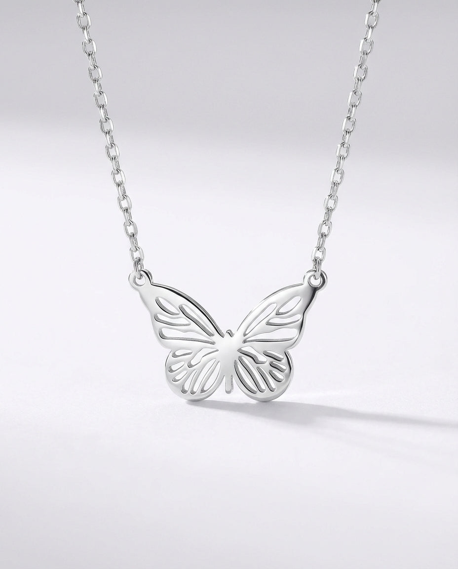 Butterfly Necklace - Dainty Gold Chain Pendant - Gift for Her - 925k Sterling Silver