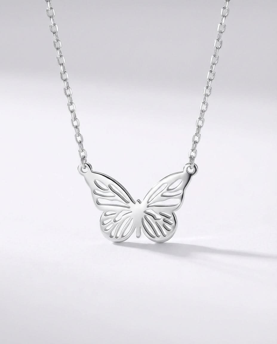 Butterfly Necklace - Dainty Gold Chain Pendant - Gift for Her - 925k Sterling Silver