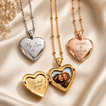 Personalized Heart Photo Locket Necklace - Jewelry Handcrafts