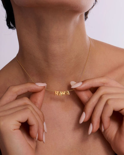 Bubble Initial MAMA Necklace - Mom Jewelry