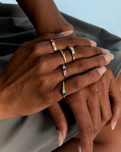 Personalized Family Birthstone Ring for Her and Mom - Gemstone Jewelry