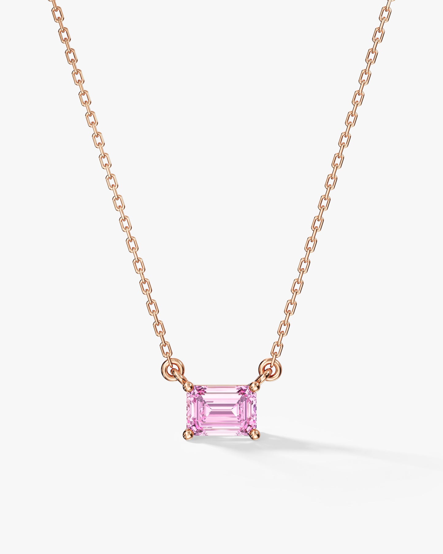 Emerald Cut Solitaire Birthstone Necklace