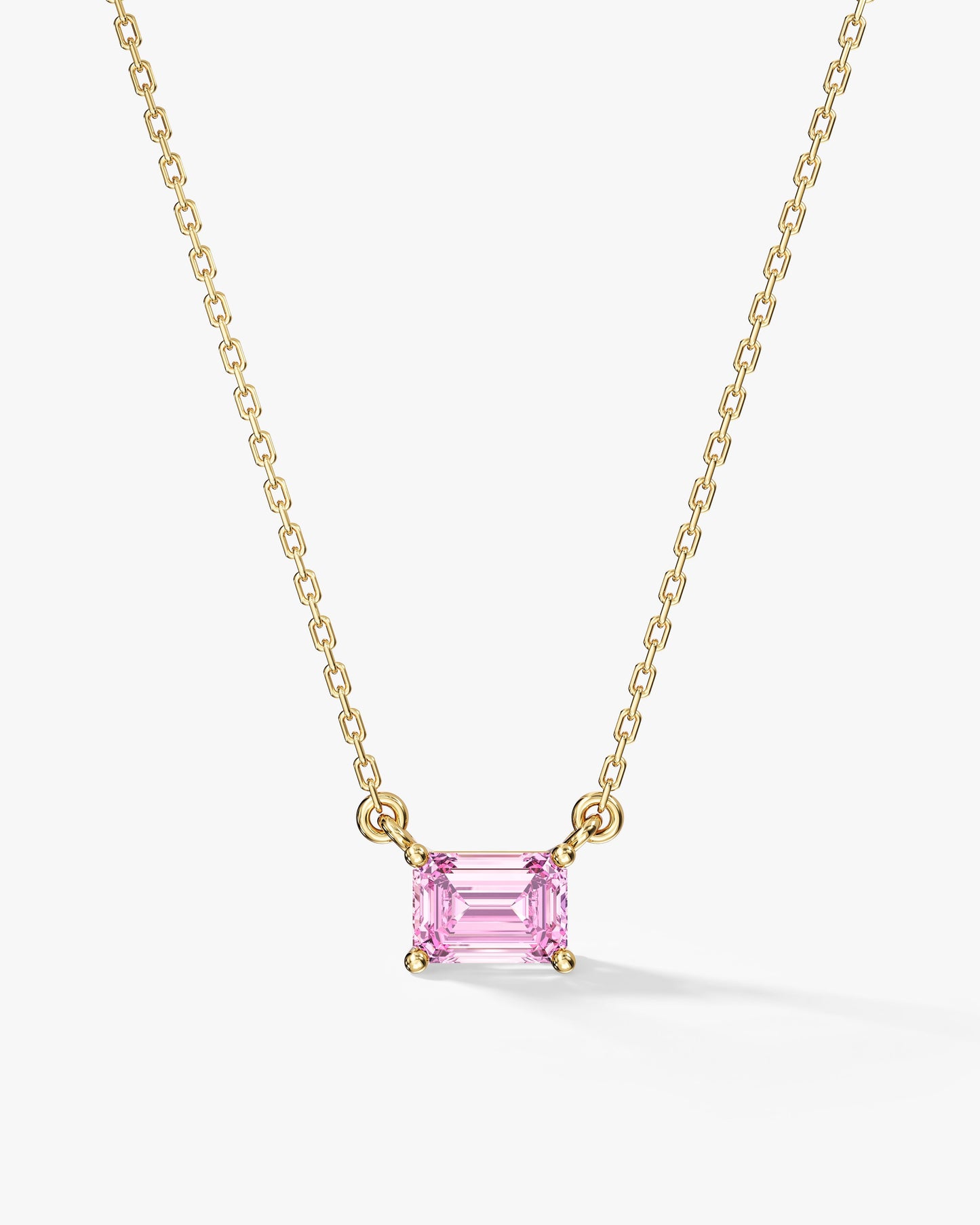 Emerald Cut Solitaire Birthstone Necklace
