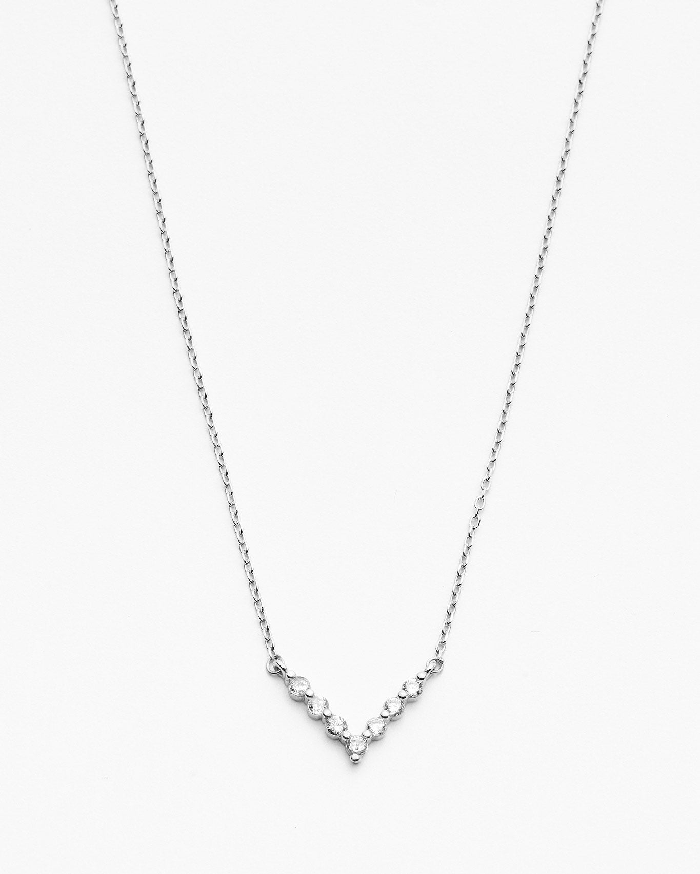 Minimalist Silver V Shape Gemstone Necklace  - Dainty Jewelry