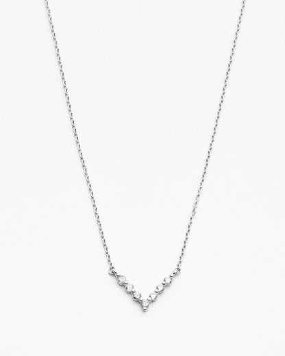 Minimalist Silver V Shape Gemstone Necklace  - Dainty Jewelry