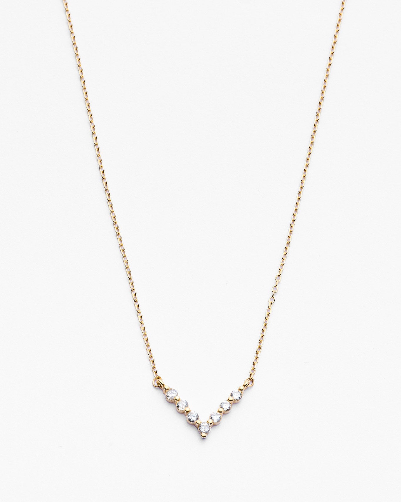 Minimalist Silver V Shape Gemstone Necklace  - Dainty Jewelry
