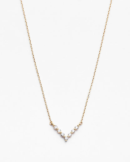 Minimalist Silver V Shape Gemstone Necklace  - Dainty Jewelry