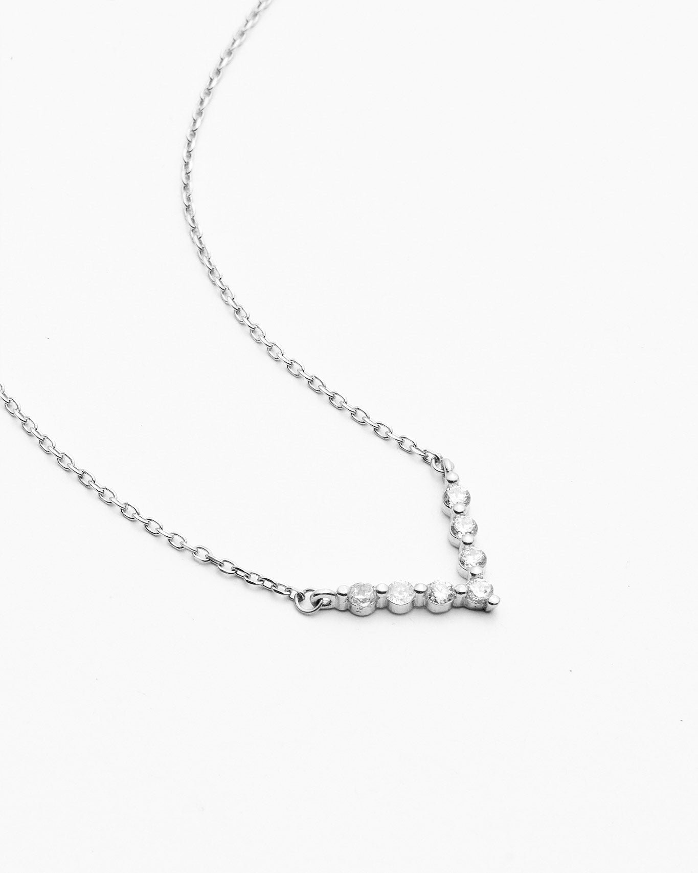Minimalist Silver V Shape Gemstone Necklace  - Dainty Jewelry